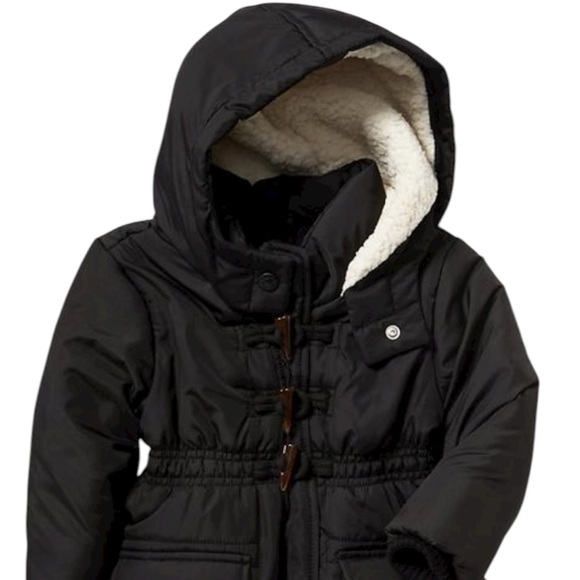 Frost-Free Black Toggle Coat Warm Winter Puffer Jacket Fleece Sherpa Lining 3T - Picture 1 of 9